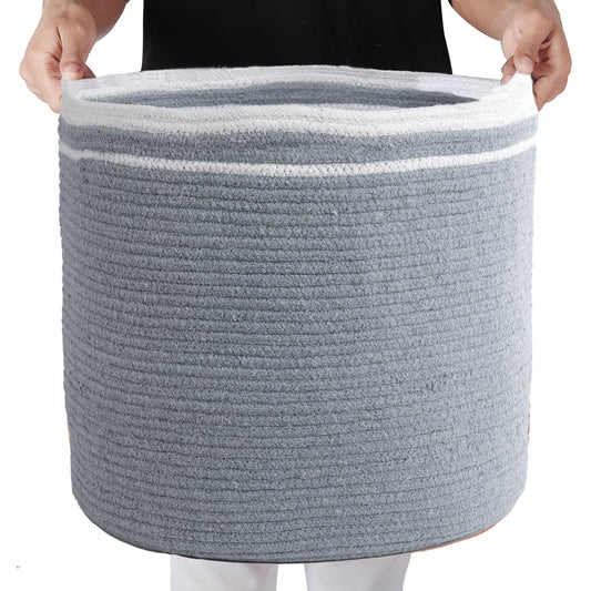 Cotton Basket, Cotton, 15.8x15.8x13.8, Gray - Solid