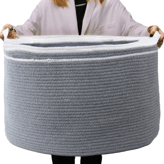 Cotton Basket, Cotton, 21.7x21.7x13.8 Gray - Solid