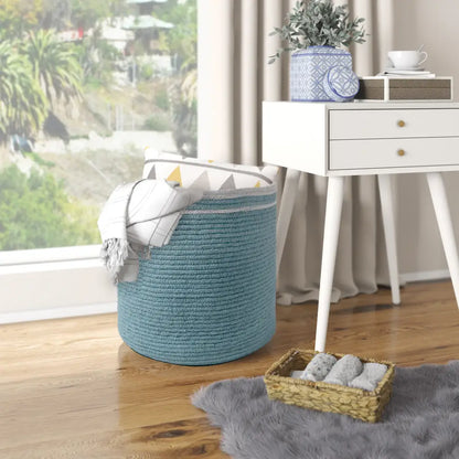 Cotton Basket, Cotton, 15.8x15.8x13.8, Blue - Solid