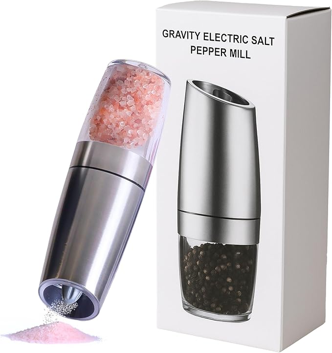 Automatic Gravity Salt & Pepper Grinder with LED Light