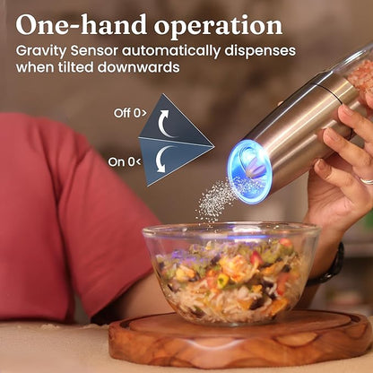 Automatic Gravity Salt & Pepper Grinder with LED Light