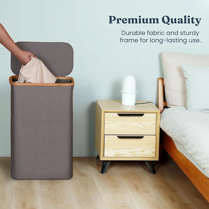 85L Slim Foldable Laundry Hamper with Lid, gray