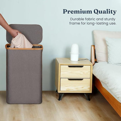 85L Slim Foldable Laundry Hamper with Lid, gray
