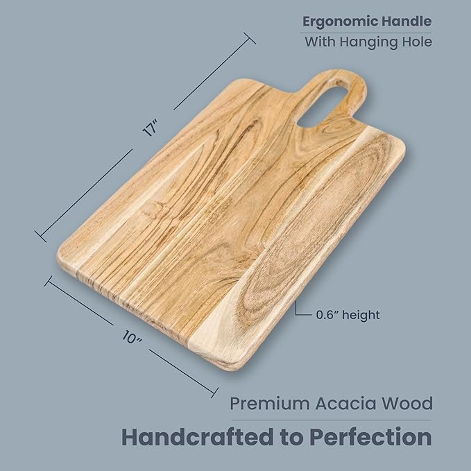 Wood Serving Board - Long Groove Acacia Rectangle 17"x10