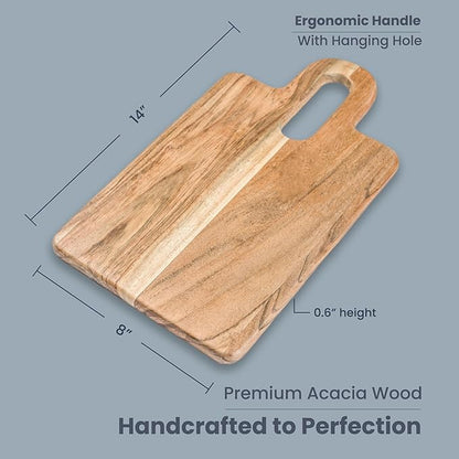 Wood Serving Board, Long Groove Acacia – 14"x8