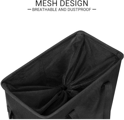 45L Slim Foldable Laundry Hamper with Handles – Black