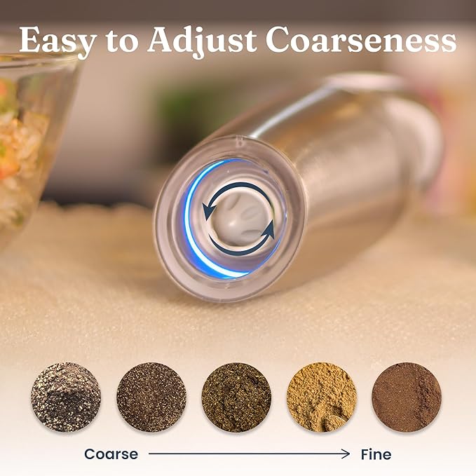 Automatic Gravity Salt & Pepper Grinder with LED Light