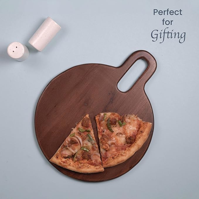 Wood Serving Board, Acacia Round - 15"x12" - Natural Honey