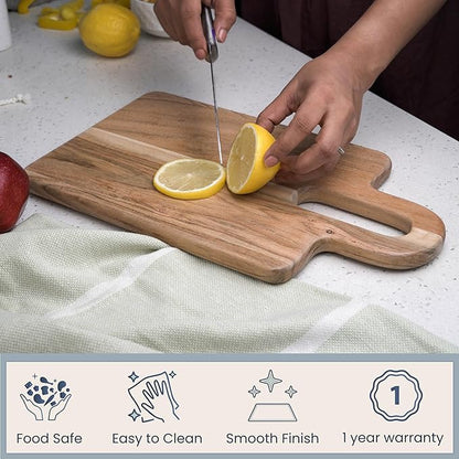 Wood Serving Board, Long Groove Acacia – 14"x8