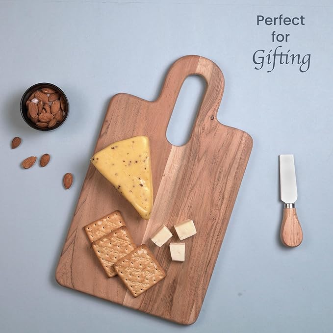 Wood Serving Board, Long Groove Acacia – 14"x8