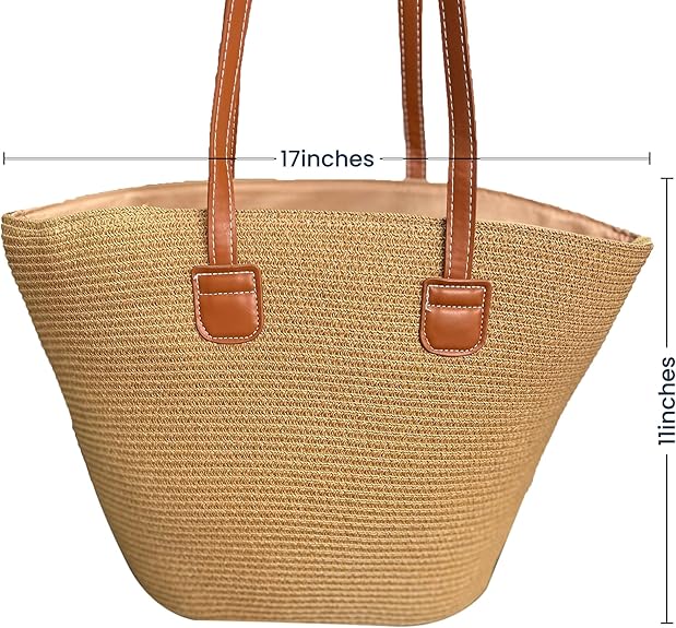 Handmade Woven Straw Tote Bag – Waterproof Boho Purse