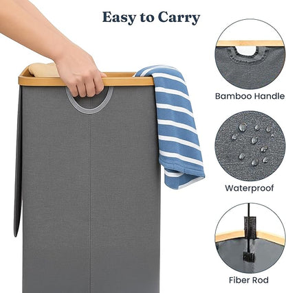 85L Slim Foldable Laundry Hamper with Lid, gray