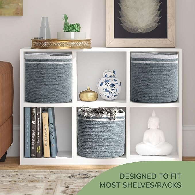 Eco Living Cotton Basket Set of 3, Cotton, 11x11x11, Gray