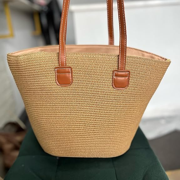 Handmade Woven Straw Tote Bag – Waterproof Boho Purse
