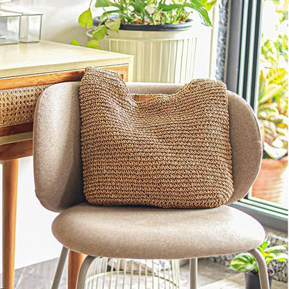 Handmade Woven Straw Tote Bag – Boho Travel Purse