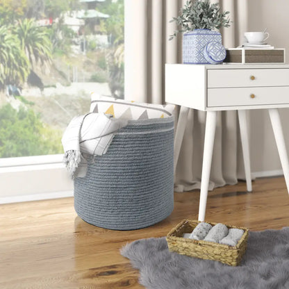 Cotton Basket, Cotton, 15.8x15.8x13.8, Gray - Solid